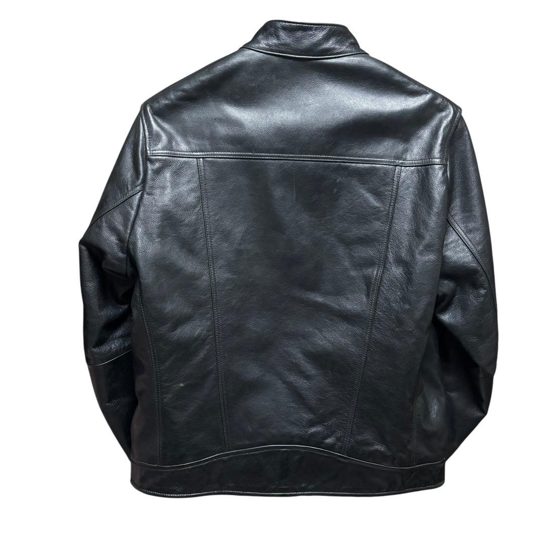 美品 OLD UNIQLO ユニクロ 牛革 ライダースジャケット ブラック Ｌ