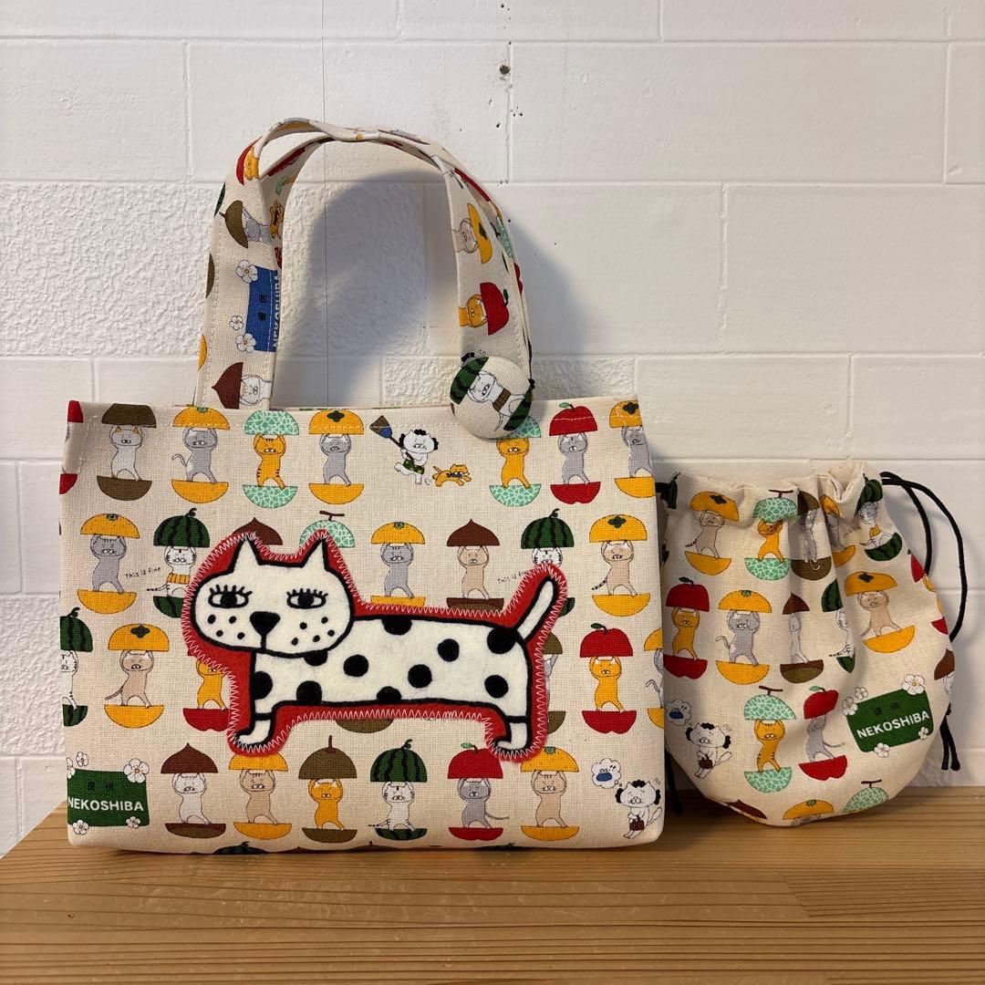 感謝価格　巾着　猫柄　ハンドメイド　小物入れ　おやつ入れ