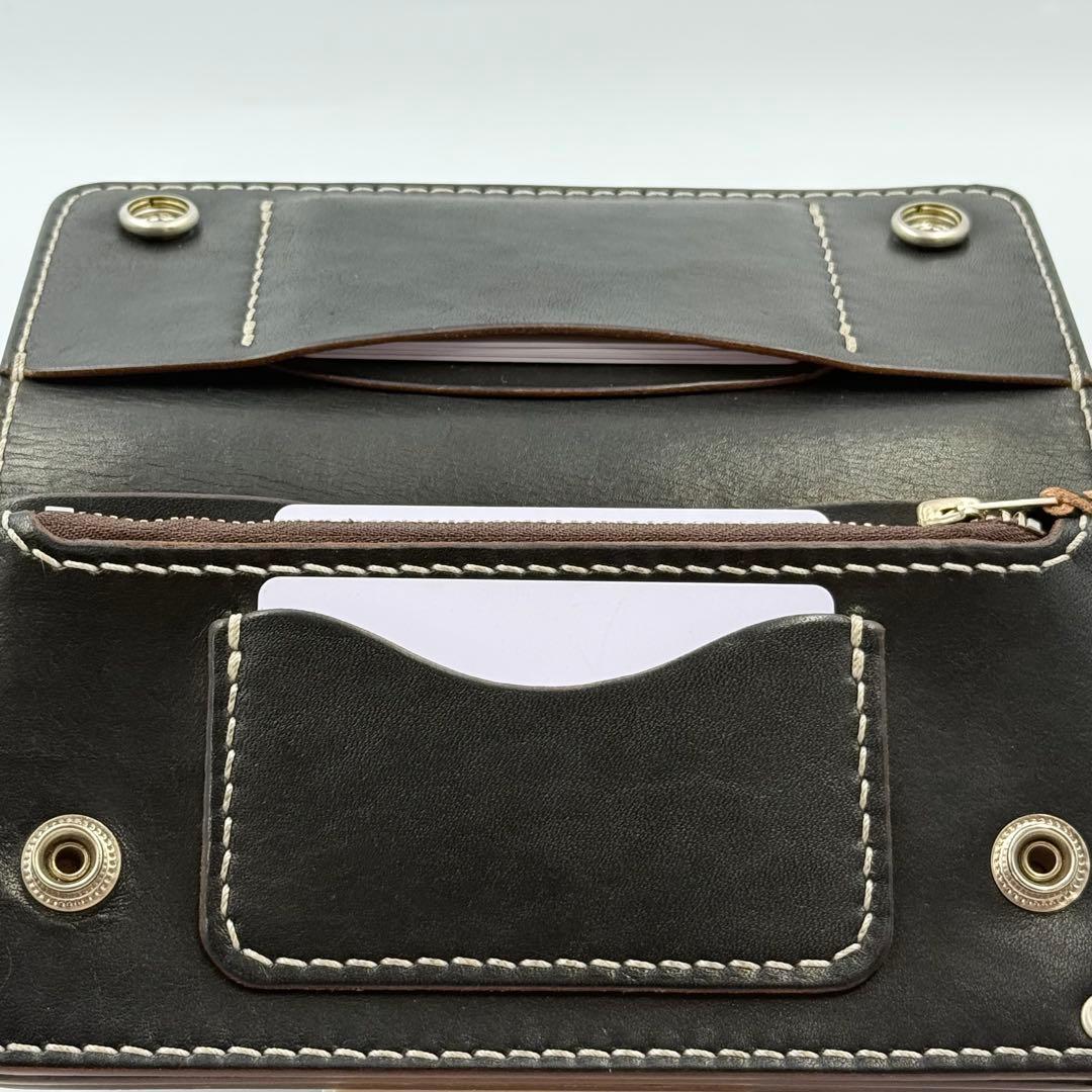 トラッカーウォレット(ブラック) サドルレザー　タロンジッパー　真鍮ニッケル