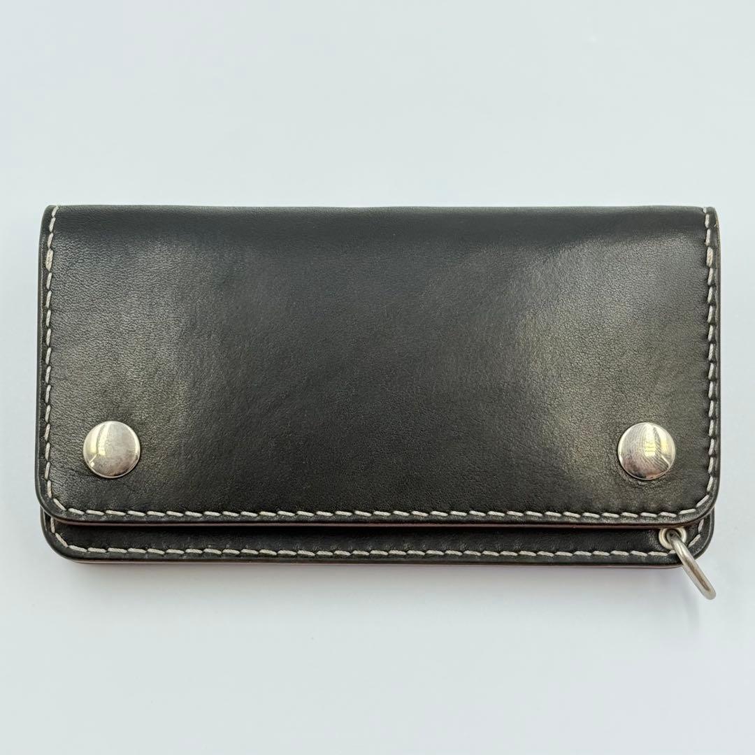 トラッカーウォレット(ブラック) サドルレザー　タロンジッパー　真鍮ニッケル