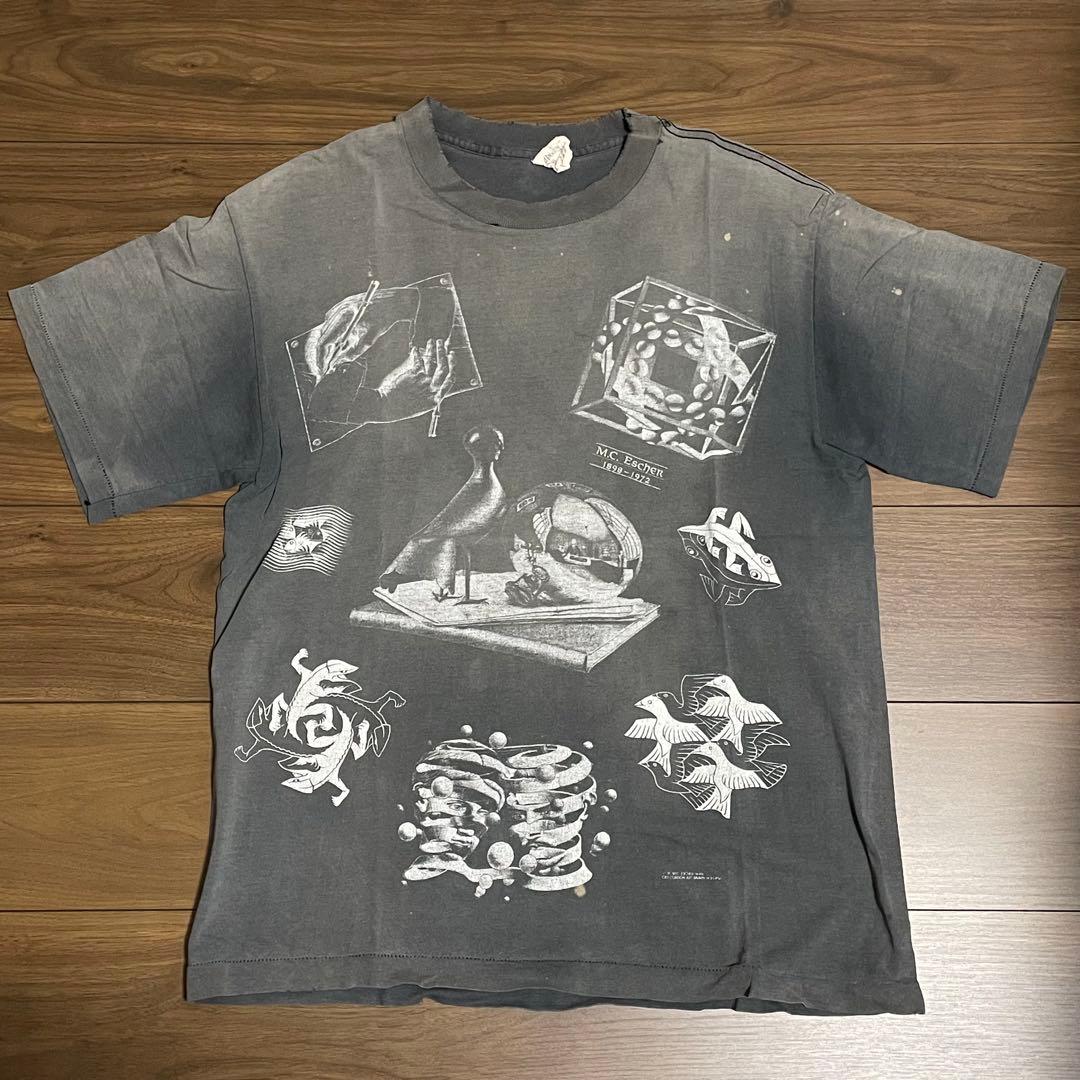 90's M.C.ESCHER マルチ アートtシャツ L エッシャー
