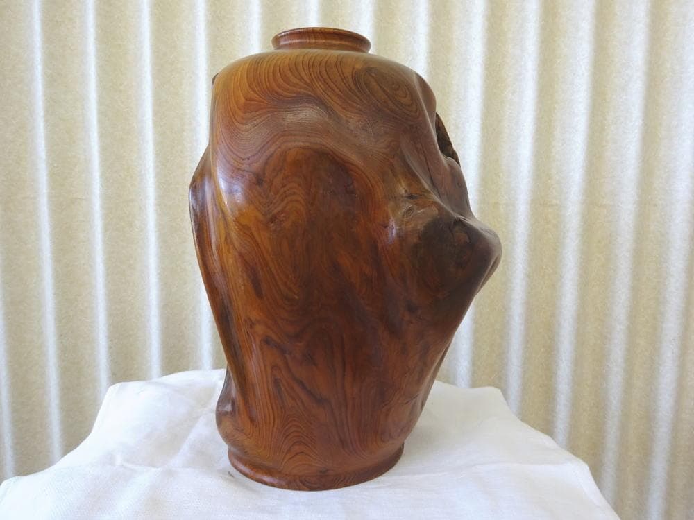 稀少　屋久杉　銘木　壺　花器　泡瘤　虎杢　泡杢　伝統工芸品　世界遺産　美術品　②