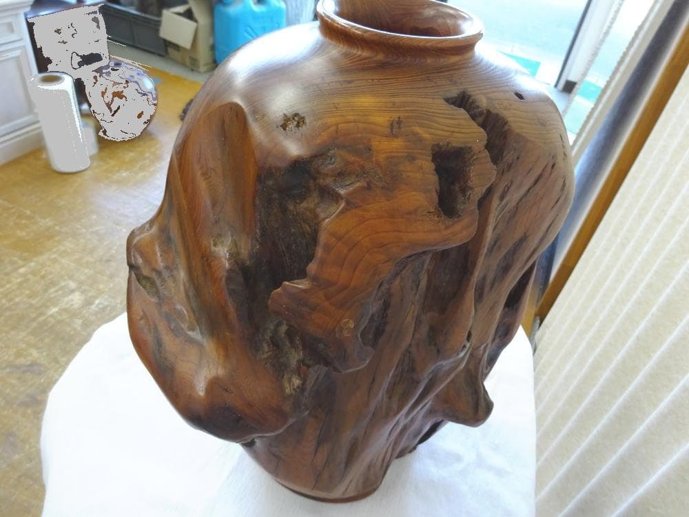 稀少　屋久杉　銘木　壺　花器　泡瘤　虎杢　泡杢　伝統工芸品　世界遺産　美術品　②