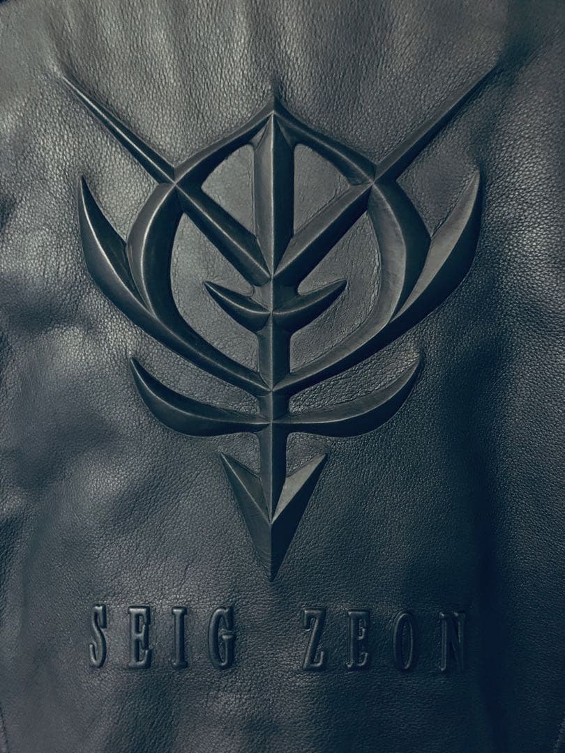 未使用品 ガンダム ジオン軍 レザー シングルライダースジャケット 襟付き LL