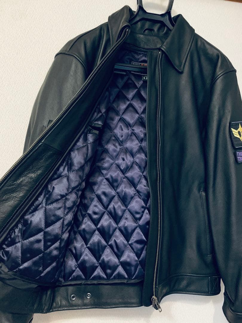 未使用品 ガンダム ジオン軍 レザー シングルライダースジャケット 襟付き LL