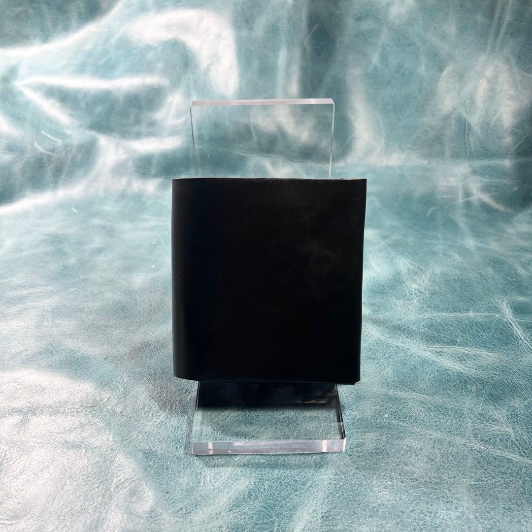 ハンドメイド　二つ折り　革財布　クロムエクセル　黒色　真鍮　cx-hw-000①