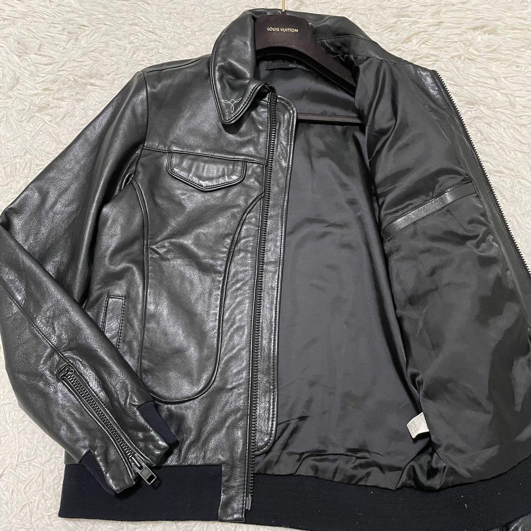 極美品/Lサイズ レトログレード レザージャケット シングルライダース ステッチ