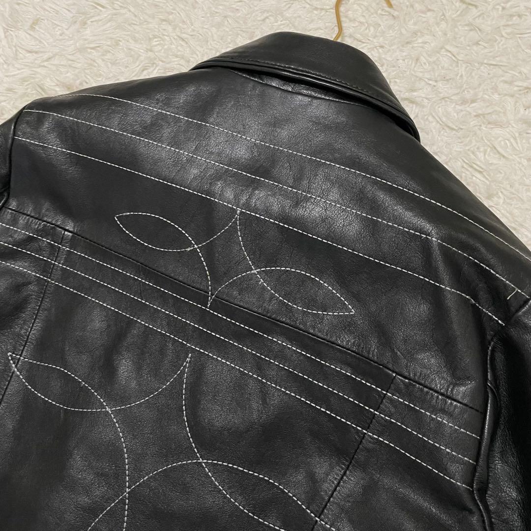 極美品/Lサイズ レトログレード レザージャケット シングルライダース ステッチ