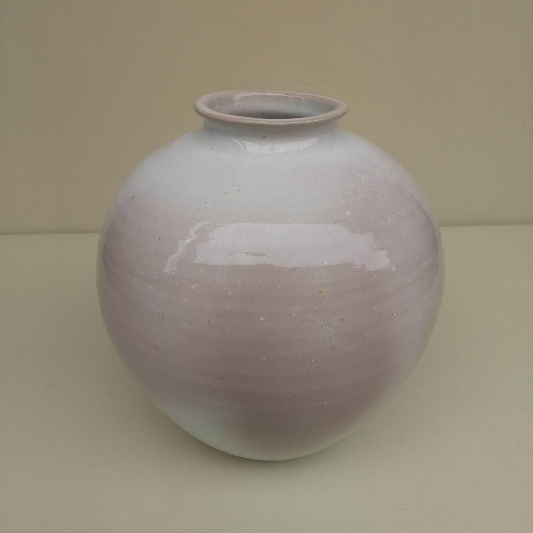 萩焼　八代　兼田佳炎　窯変白釉壺　長期保管品