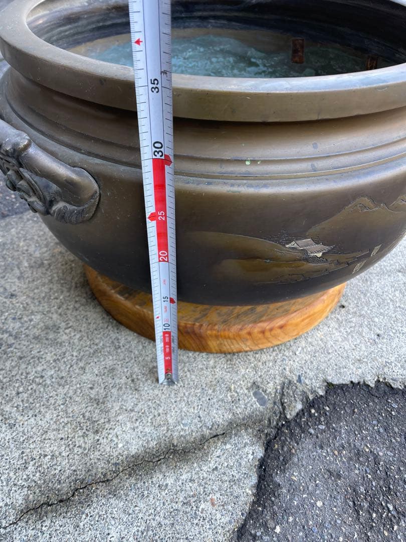 アンティーク　火鉢　昭和　木製台座　大型