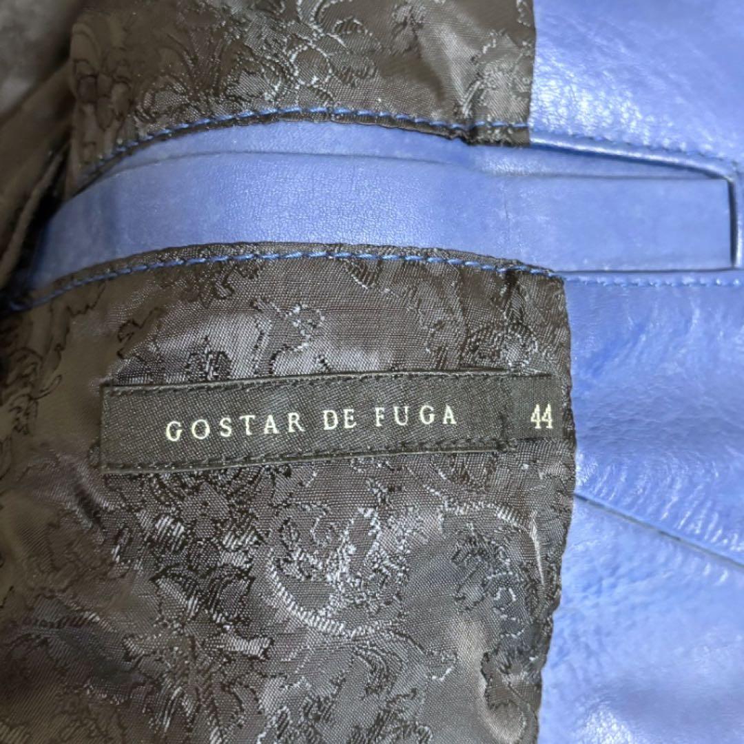 【美品】ゴスタールジフーガ★Y2K★牛革レザーシングルライダースジャケット青S