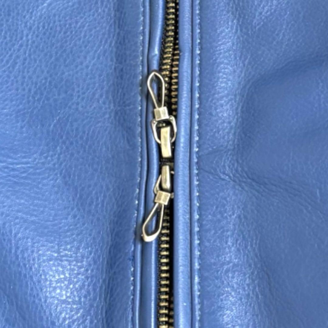 【美品】ゴスタールジフーガ★Y2K★牛革レザーシングルライダースジャケット青S