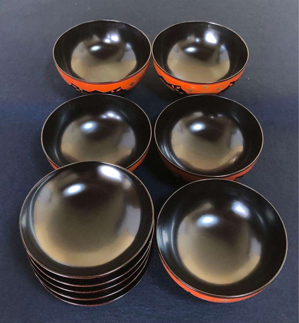 《R》正法寺蒔絵 煮物椀5客 葵春作 木製漆器 共箱　251208お4