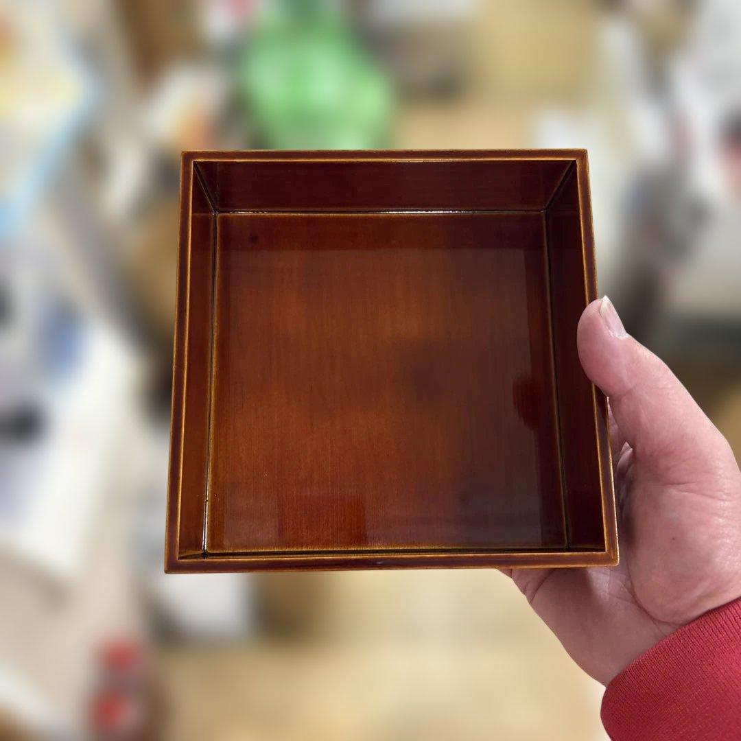 未使用　美品　伝統工芸 飛騨春慶塗 手提げ三段重 箱付き 天然木 漆器 お重