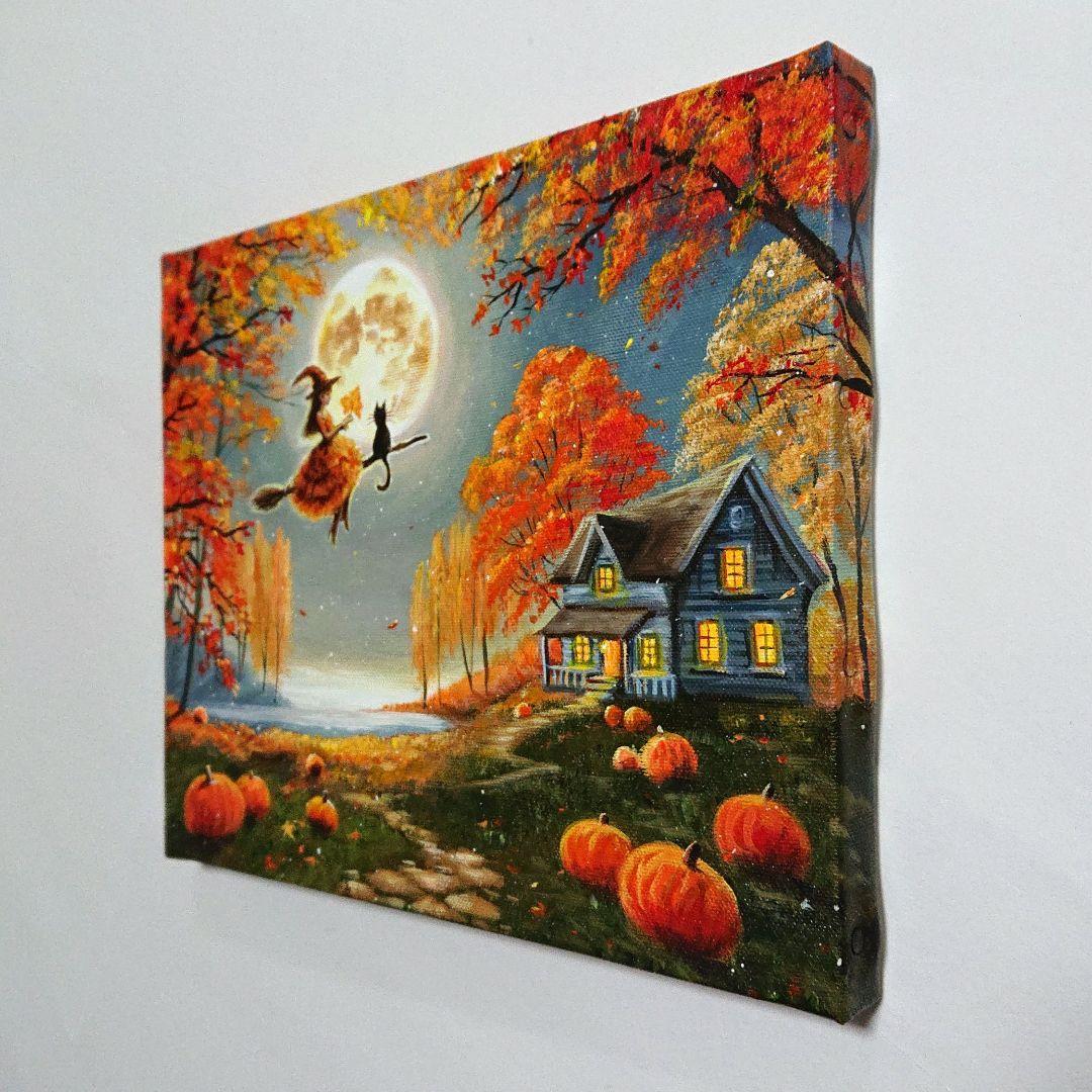 K*Z様 【月夜の晩に】アクリル画 F3 風景画 絵画