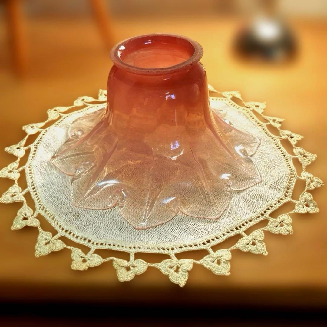 ランプシェード　オパールセント　アンティーク　フランス　フラワー