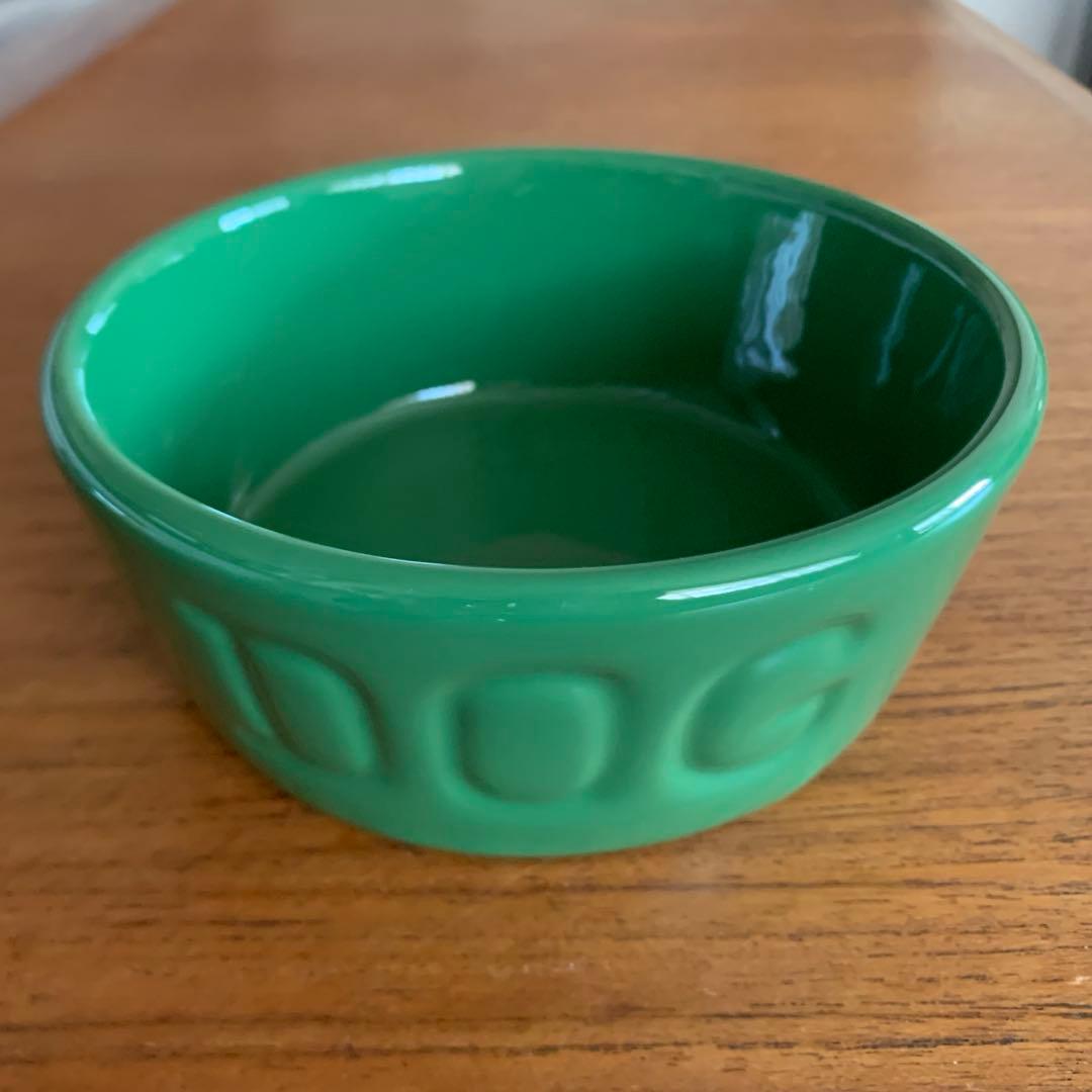 バウアーポッタリー Sサイズ ドッグボウル　スプルース（濃い緑）