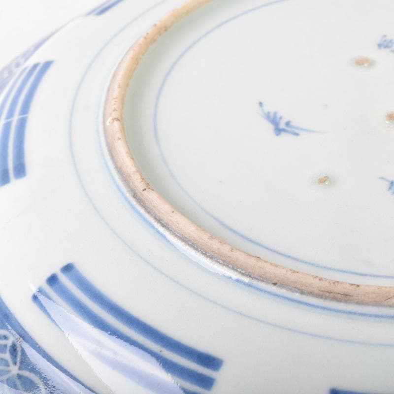 伊万里焼　古伊万里　富長貴春　染付　山水文　輪花皿　時代箱付　C　8264