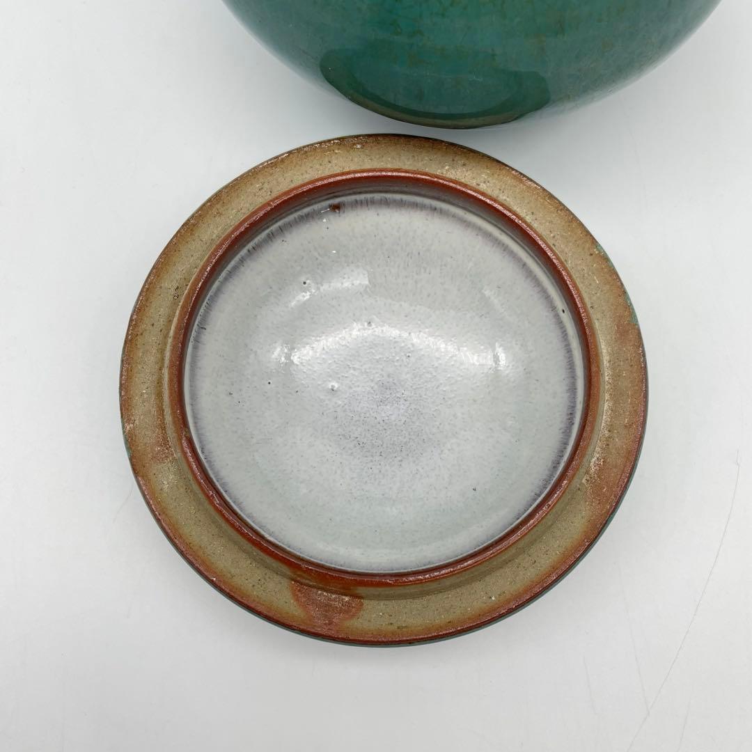 鳥取民藝　牛ノ戸焼　緑釉蓋物