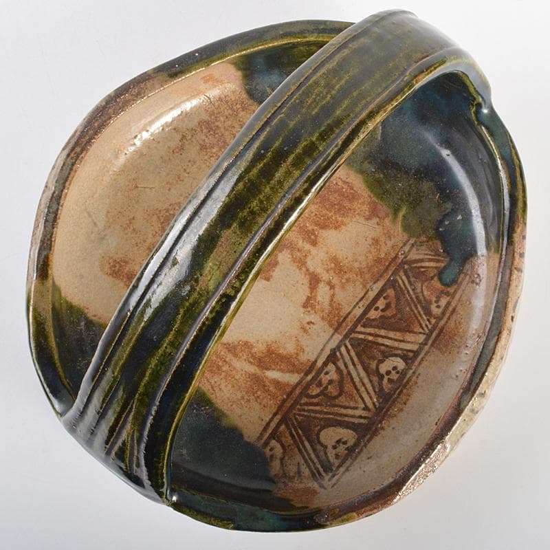 北大路魯山人作　織部焼　手鉢　黒田陶々庵識箱　M　R6736