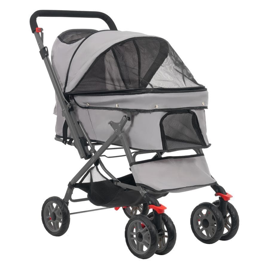 【グレー】ペットカート 対面式 折りたたみ 多頭 中型犬 小型犬 猫 2way