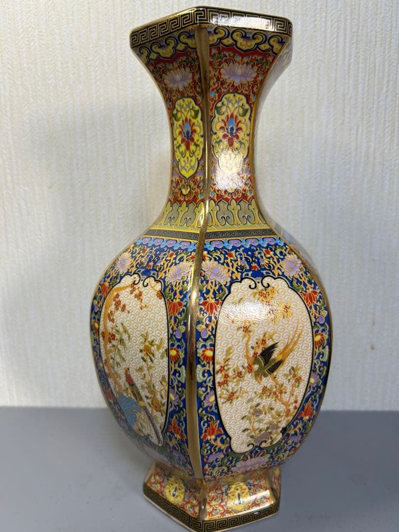 清代雍正粉彩描金花瓶　旧家蔵出し、骨董品、在銘、縁起物、希少、古美術、美術品