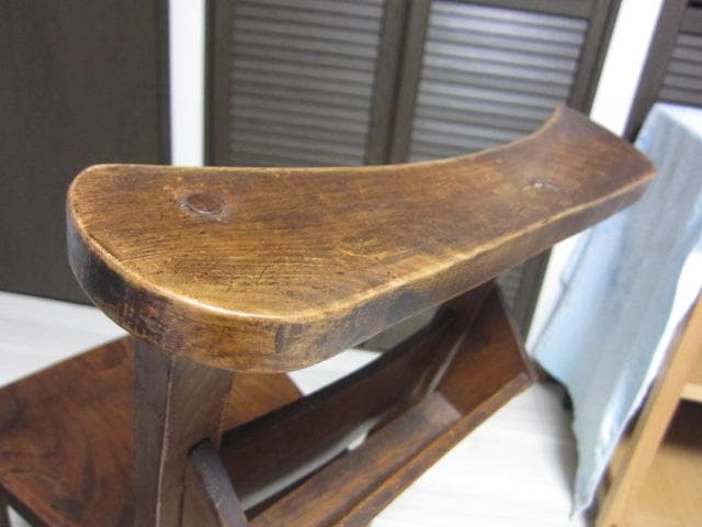 ☆レトロ ビンテージ☆チャーチチェア/教会椅子 木製 ポケット収納付　①