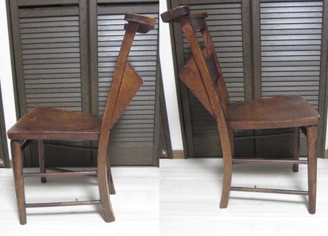 ☆レトロ ビンテージ☆チャーチチェア/教会椅子 木製 ポケット収納付　①