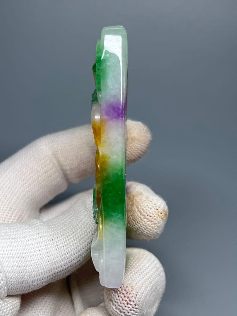 中国美術　ヒスイ？　ネズミ　干支　高浮彫　財運金運風水開運風水　玉璧　超希少