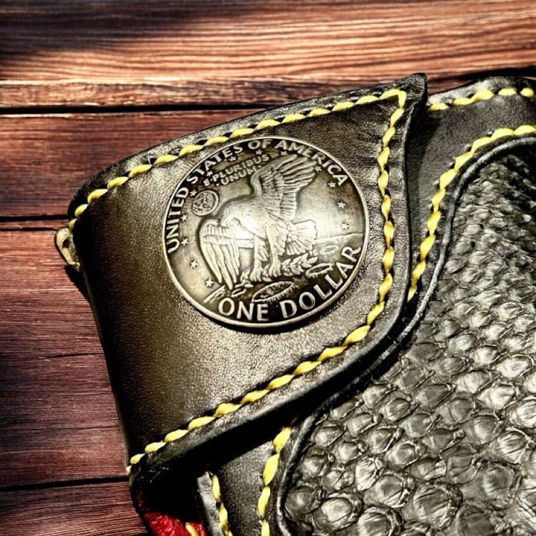 最高級 ブラックパイソン本革 長財布 栃木レザー Gravy Leather