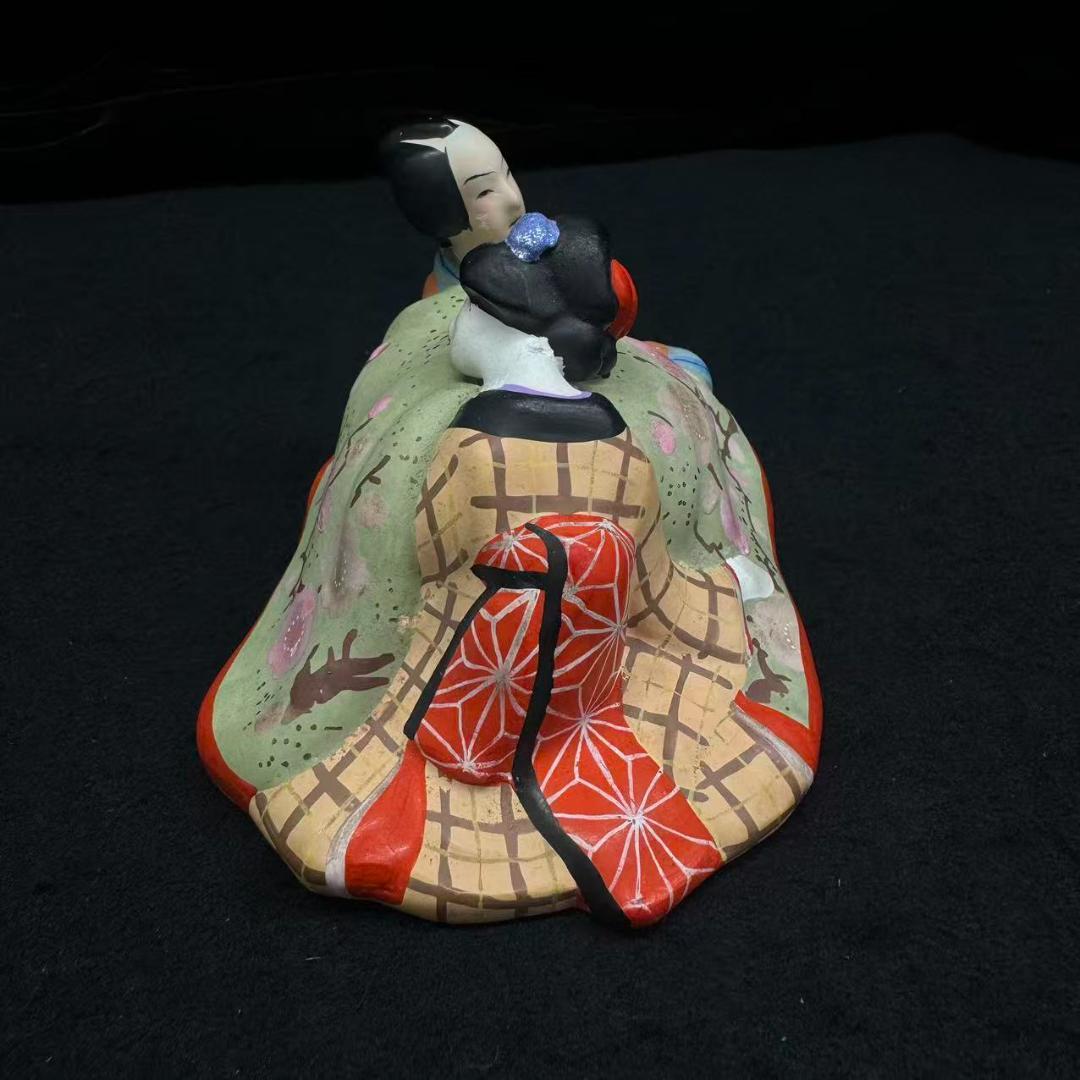 値下げ！骨董 春画人形 裏隠し 置物　彩色土人形 炬燵の男女 昭和レトロ