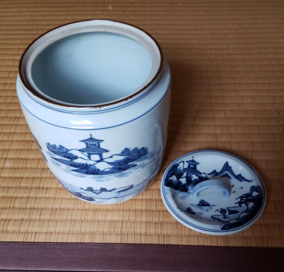 N194　高橋道八の染め付け山水文水指