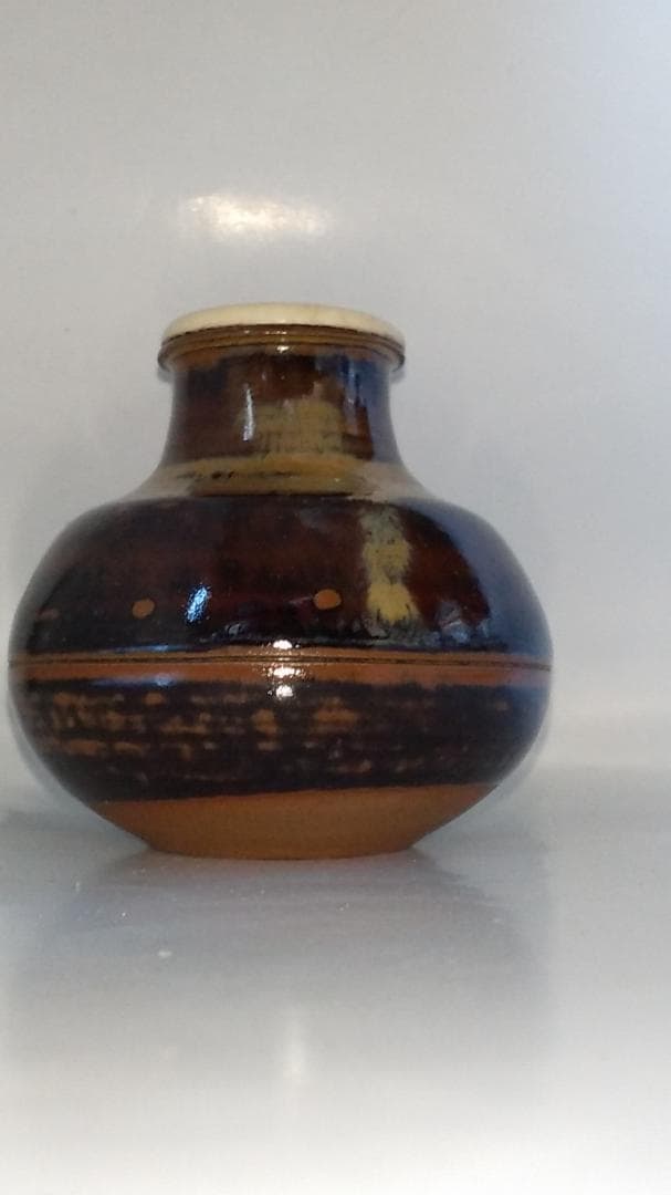 高取焼 登古窯 笹山登古 高取茶入 仕覆 三雲屋緞子 共箱 栞 茶入 美品