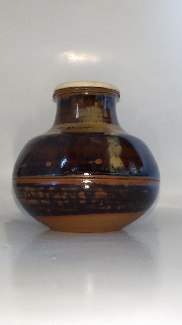 高取焼 登古窯 笹山登古 高取茶入 仕覆 三雲屋緞子 共箱 栞 茶入 美品