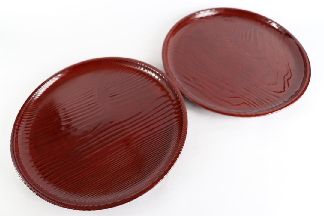 茶道具 平安吉象堂 杉木目 会席盆 丸盆 八枚 共箱