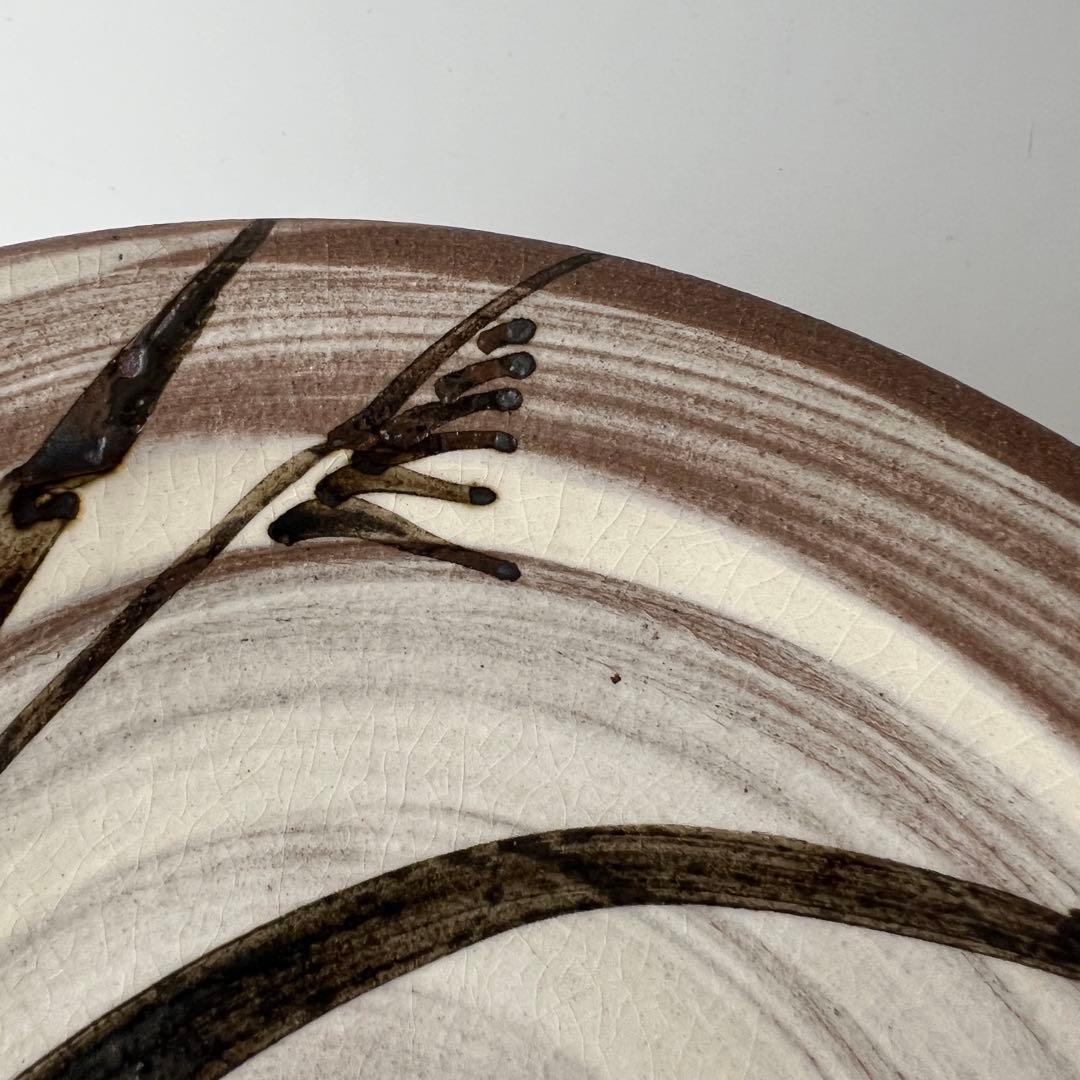 唐津焼　中里太郎右衛門窯　絵唐津額皿　「沢瀉、鷺」