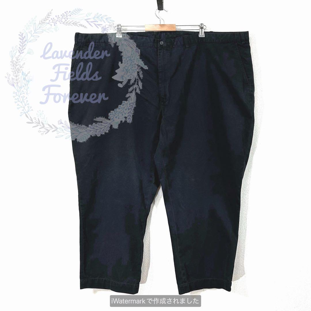 ポロラルフローレンノータックチノパンツP376刺繍ロゴ黒ワイドw54アメリカ古着