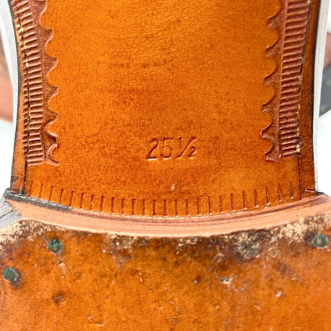 メンズビギ ドレスシューズ ウイングチップ 25.5 茶白 外羽根 Y1382