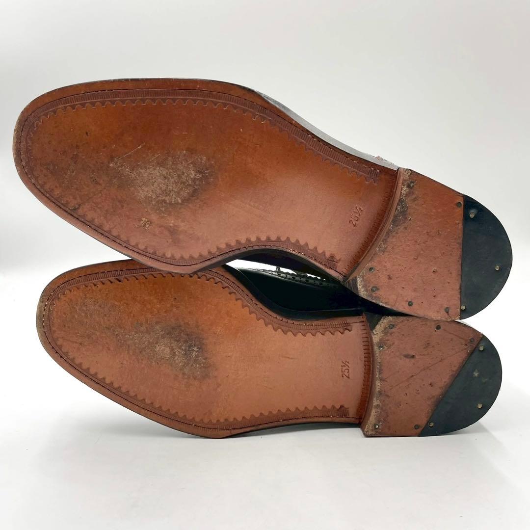 メンズビギ ドレスシューズ ウイングチップ 25.5 茶白 外羽根 Y1382