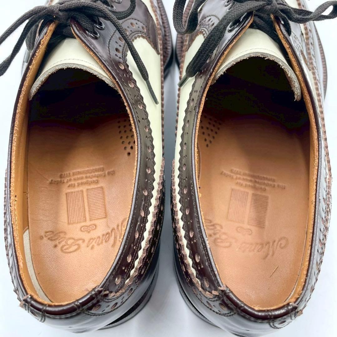 メンズビギ ドレスシューズ ウイングチップ 25.5 茶白 外羽根 Y1382