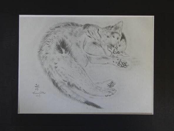 藤田嗣治、ネコ PASIPHAE、希少画集画、新品額装付