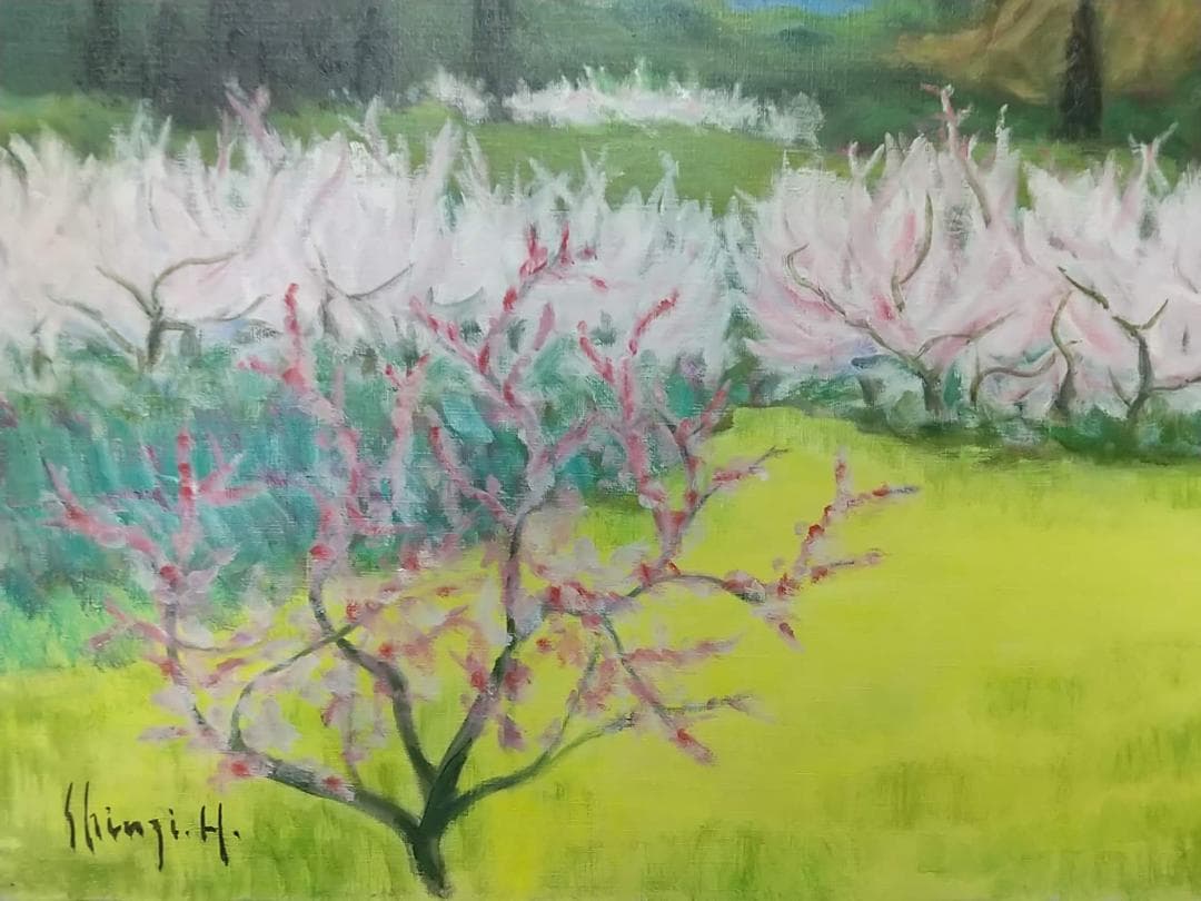 油絵 F15「早春」1984 油彩画 絵画