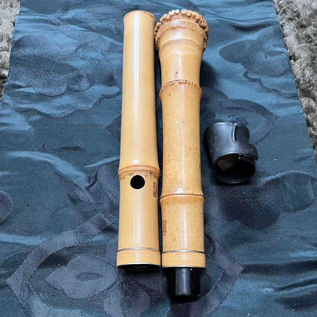 尺八 琴古流 竹治 2印 1尺6寸管 中継ぎ籐巻き銀三線 【音出し確認済み】