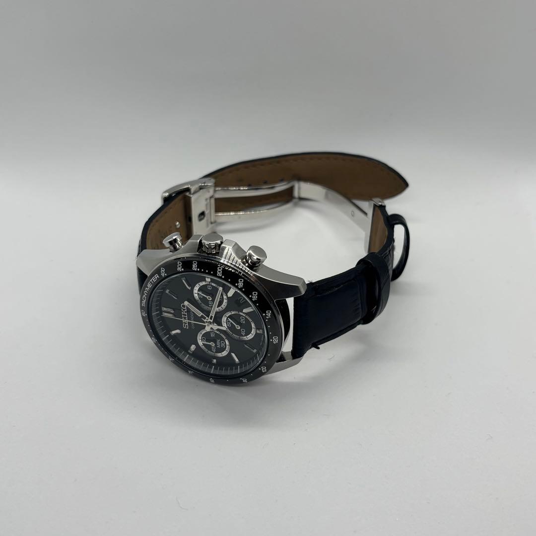 美品 SEIKO クロノグラフ SBTR021 ブラック セレクション クオーツ
