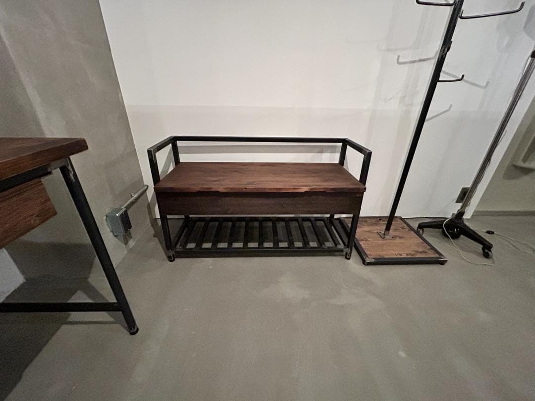 インダストリアルブランチ【シューズラックベンチ（展示品）】アイアン家具/手づくり