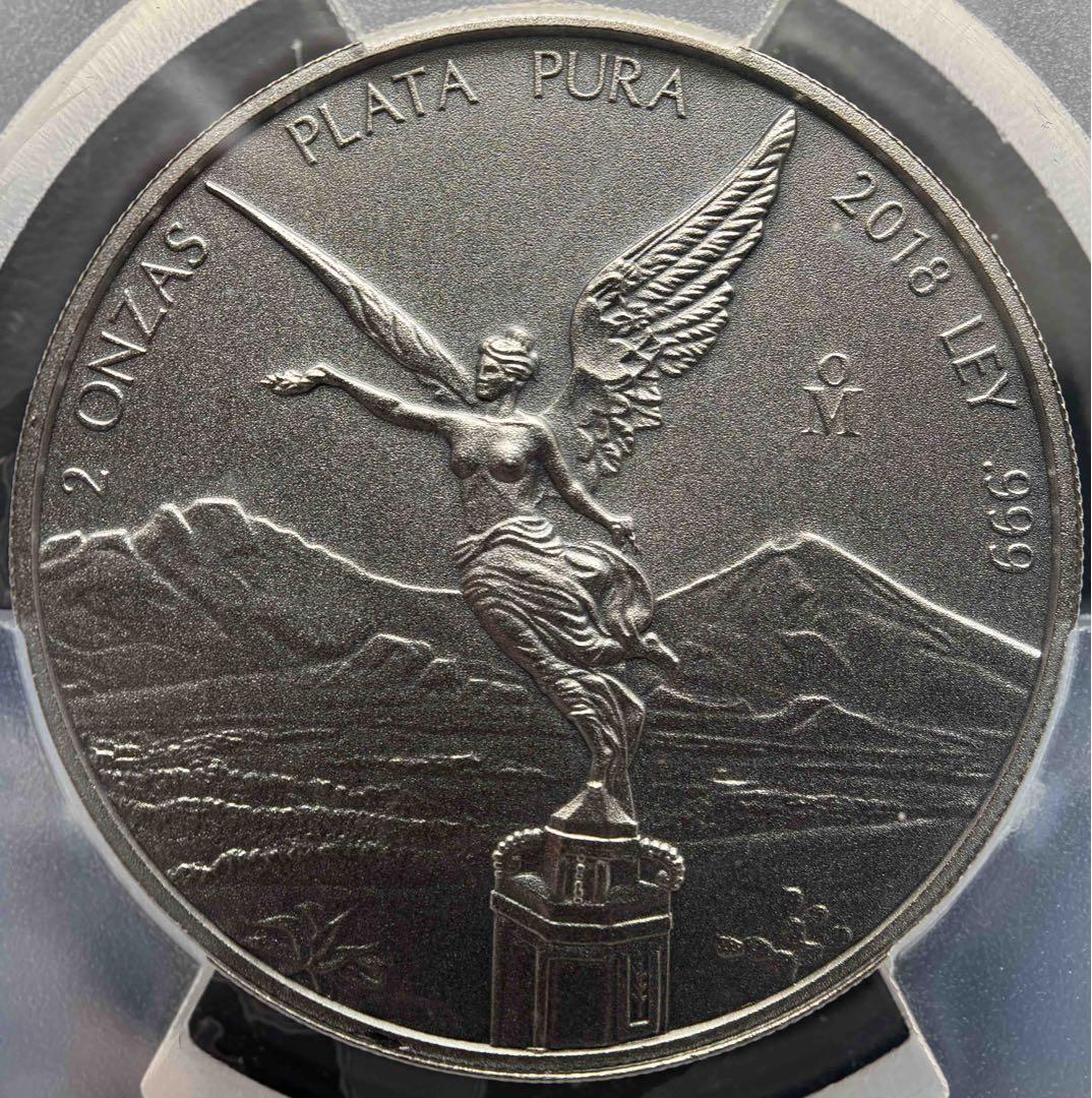 2018年 メキシコ リベルタード銀貨 2オンス アンティークSP70 PCGS