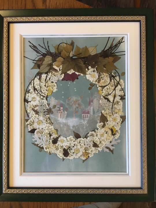 押し花額 『リース風』（ハンドメイド）