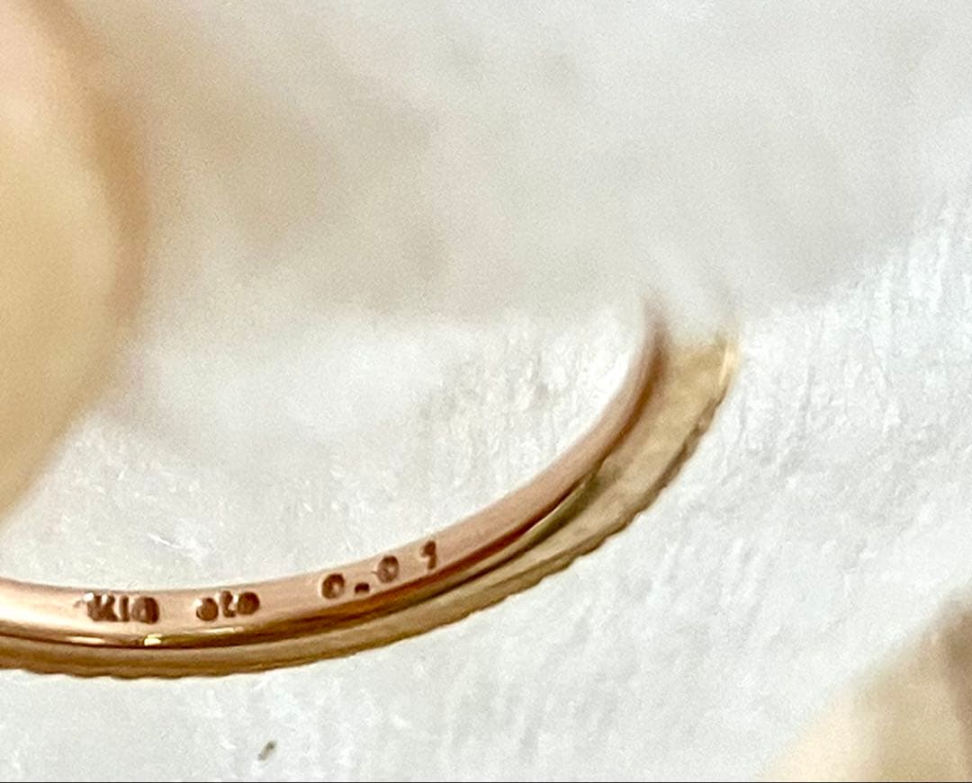 エテ　ミル打ち　k10 ローズゴールド ダイヤモンドリング