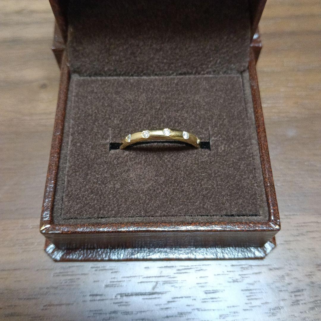 K18天然 ダイヤモンド ドットリング　15号