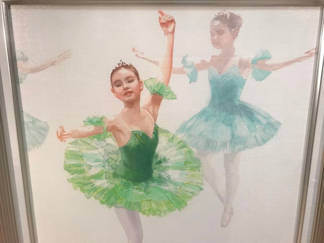 原尚子「未来のバレリーナ」油彩１０号　画面右下・キャンバス裏に直筆サイン有り